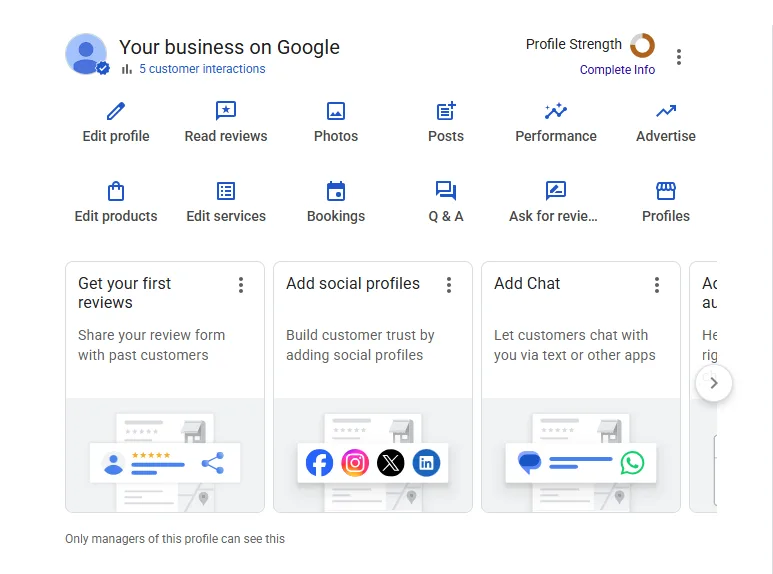 Opening the three-dot menu on the Business Profile card