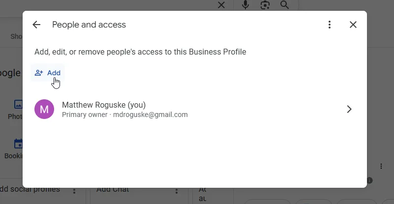 Clicking Add to invite a new user