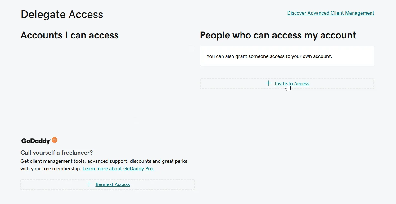 Clicking Invite to Access